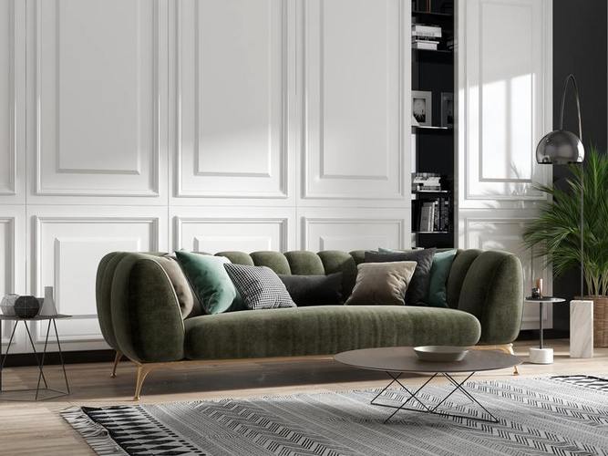 Chaki aksominė sofa