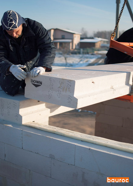 Perdangos montavimas iš akytojo betono plokščių