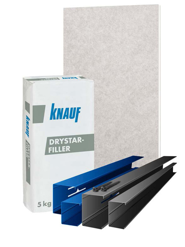 Plokščių Knauf Drystar Board glaistas ir profiliai