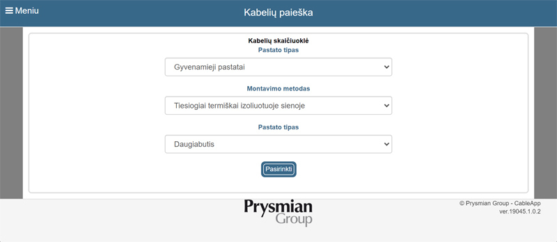 programele CableApp kabeliu skaiciuokle