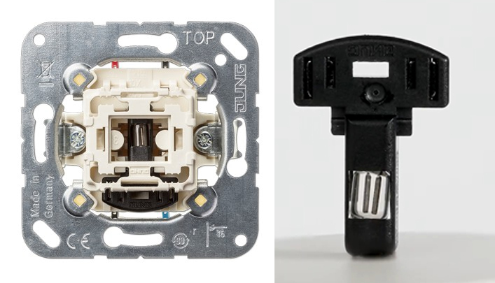 jungiklio su šviesos diodu montavimas