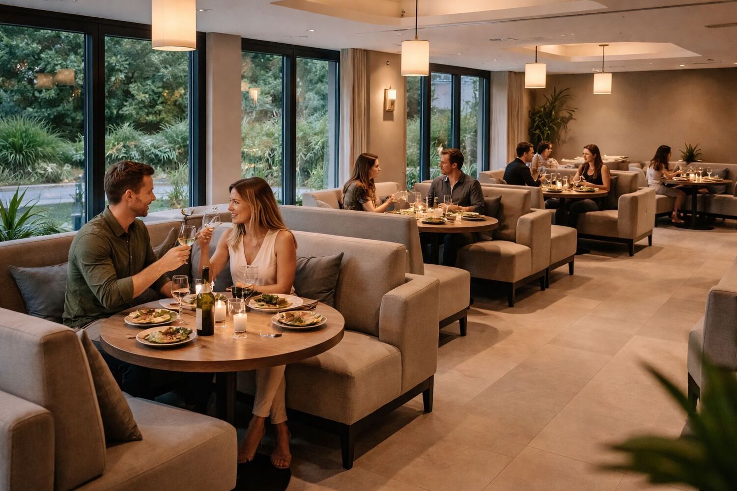 Minkšti restorano baldai