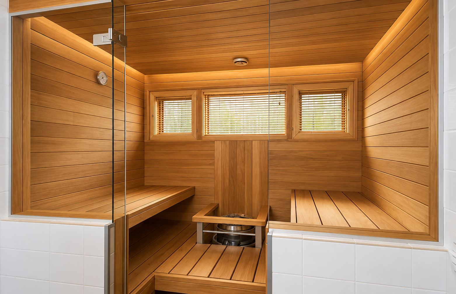 stiklinė pertvara pirtyje