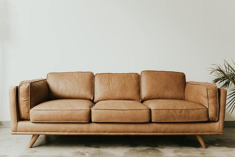 Ruda odinė sofa