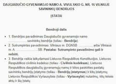 Daugiabučių namų savininkų bendrijos pavyzdiniai įstatai