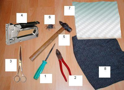 Seno apmušalo pakeitimui reikės šių įrankių ir medžiagų